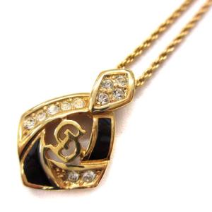 ヴィンテージ ネックレス CDロゴ ラインストーン ゴールド