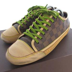 LOUIS VUITTON ダミエ レザー スニーカー ローカット ブラウン 茶 ベージュ 7