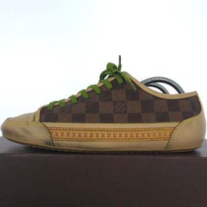 LOUIS VUITTON ダミエ レザー スニーカー ローカット ブラウン 茶 ベージュ 7