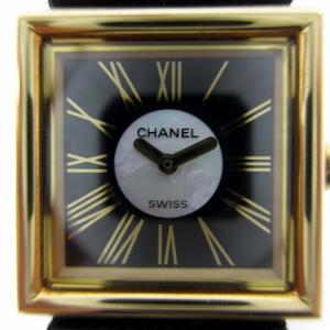 H0101 マドモアゼル K18YG ラムスキン マトラッセ レザー クォーツ 腕時計