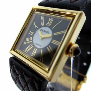 CHANEL H0101 マドモアゼル K18YG ラムスキン マトラッセ レザー クォーツ 腕時計