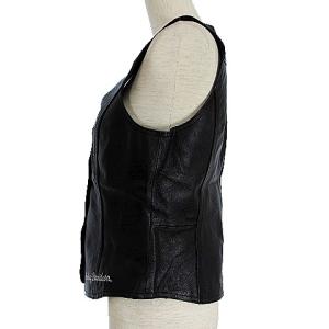 HARLEY DAVIDSON 美品 98197-11VW レザーベスト ツーリング ロゴ 刺繍 豚革 本革 S ブラック