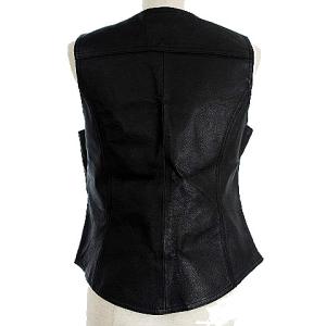 HARLEY DAVIDSON 美品 98197-11VW レザーベスト ツーリング ロゴ 刺繍 豚革 本革 S ブラック