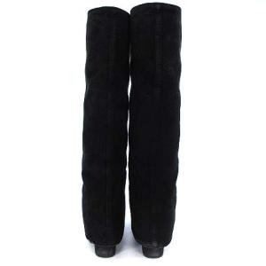 CHANEL G28029 マトラッセ ロングブーツ キルティング スエードレザー 37 ブラック