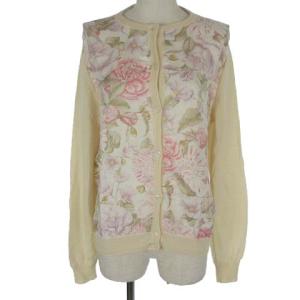 花柄ニットカーディガン ベージュ