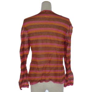 CELINE ニット ボーダー ボーダー 長袖 オレンジ ピンク ブラウン M