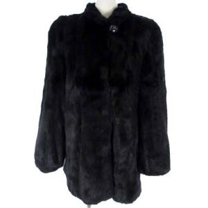 銀サガ ミンクファー コート 高級毛皮 裏ペイズリー 総柄 ブラック F