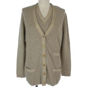 アンサンブル カーディガン ノースリーブ ニット ウール ベージュ