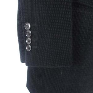 ARMANI COLLEZIONI 国内正規品 1B テーラード ジャケット ブレザー ウール ベロア 格子 総裏 ブラック 46R M位 ECR14