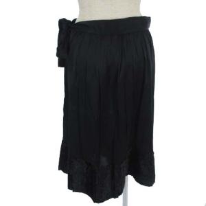 ISSEY MIYAKE プリーツ スカート リボン ベロア 切替 2 ブラック