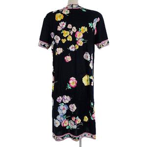 LEONARD FASHION フラワーロングワンピース L ネイビー