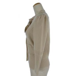 DIANE von FURSTENBERG ニット カーディガン リボンタイ リブ ウール ベージュ M ECR14