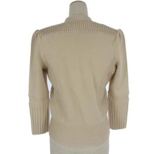 DIANE von FURSTENBERG ニット カーディガン リボンタイ リブ ウール ベージュ M ECR14