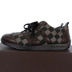 LOUIS VUITTON ダミエ スニーカー ローカット ナイロン レザー エベヌ 6.5 ブラウン