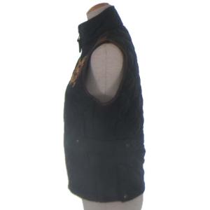 RALPH LAUREN SPORT キルティング ベスト 中綿 レザー 切替 ジップアップ エンブレム ロゴ 刺繍 ブラック