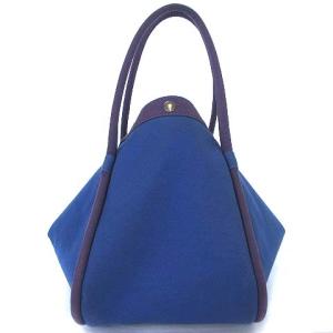 HERMES サックバガ GM トートバッグ キャンバス レザーパッチ ブルー