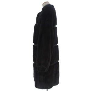 SAGA MINK ミンクファー ロング コート 高級毛皮 切替 レザー ブラウン 茶 11 M位 ECR15