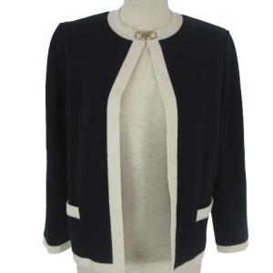 ガンチーニ ニットカーディガン ウールシルク S ネイビー