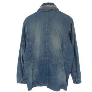 AVIREX デニム フィールド ジャケット ミリタリー Gジャン ヴィンテージ加工 ロゴ 刺繍 インディゴ