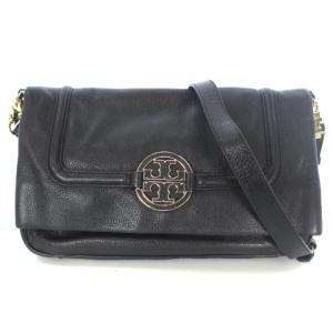 2WAY アマンダ ショルダー バッグ クラッチ レザー ロゴ ゴールド金具 ブラック