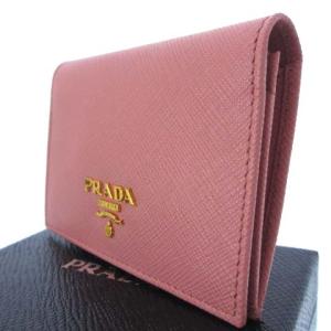 PRADA 1MC945 サフィアーノ メタル レザー カードケース ロゴ ゴールド金具 ピンク
