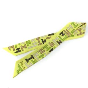 HERMES ツイリー スカーフ H柄 シルク 黄色