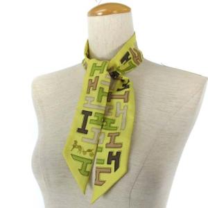 HERMES ツイリー スカーフ H柄 シルク 黄色