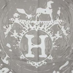 HERMES カレ90 PEINTURE FRAiCHE スカーフ シルク グレー