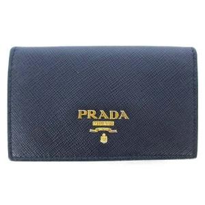 カードケース 名刺入れ 二つ折り レザー ロゴ 1MC122 ネイビー