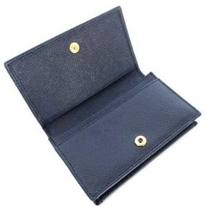 PRADA カードケース 名刺入れ 二つ折り レザー ロゴ 1MC122 ネイビー