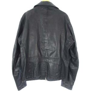 AVIREX 6161006 ライダース ジャケット 長袖 ゴートスキン レザー ヴィンテージ加工 ブラック L