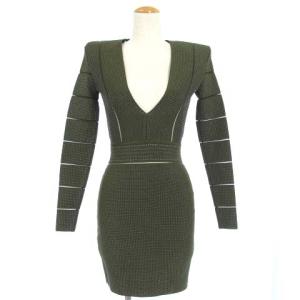 BALMAIN DRESS WITH A LUREX FINISH ワンピース 34 カーキ