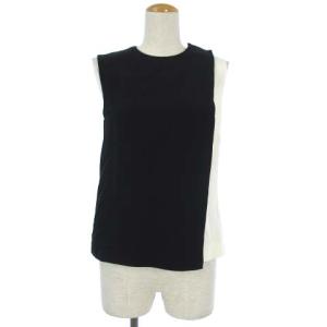 FENDI ノースリーブ ブラウス レイヤード アシンメトリー 切替 レーヨン シルク ブラック ホワイト