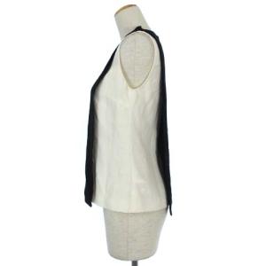 FENDI ノースリーブ ブラウス レイヤード アシンメトリー 切替 レーヨン シルク ブラック ホワイト