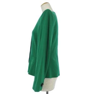 YVES SAINT LAURENT ノーカラージャケット フォーマル 長袖 ウール HZ152-540 グリーン 36 S位 ECR16