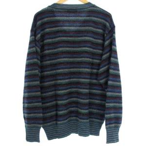 MISSONI SPORTS ヴィンテージ ニット セーター 長袖 Vネック ウール ボーダー グリーン