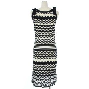 M MISSONI CDA9A4F5-MM2048 ワンピース ひざ丈 ノースリーブ ボーダー リボン ホワイト