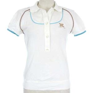 ポロシャツ カットソー スキッパー 半袖 マカダム ロゴ 刺繍 コットン リブ 白 ホワイト S ECR16