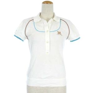 CELINE ポロシャツ カットソー スキッパー 半袖 マカダム ロゴ 刺繍 コットン リブ 白 ホワイト S ECR16