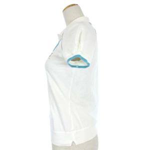 CELINE ポロシャツ カットソー スキッパー 半袖 マカダム ロゴ 刺繍 コットン リブ 白 ホワイト S ECR16