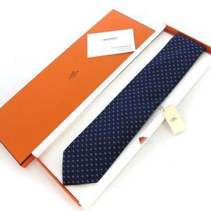 HERMES 659290T ヘヴィシルクタイ 8CM ファインH ブルー系