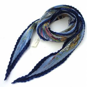 カレ プリセ Mon Ami Pierrot 私の友達ピエロ スカーフ プリーツ シルク 青系