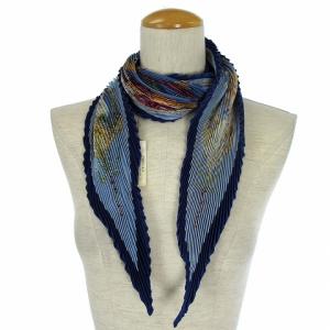 HERMES カレ プリセ Mon Ami Pierrot 私の友達ピエロ スカーフ プリーツ シルク 青系