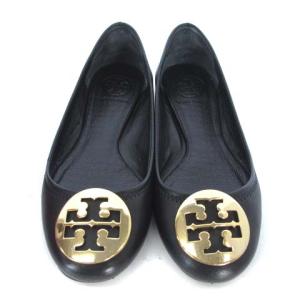 TORY BURCH バレエ シューズ フラット ロゴ ゴールド金具 レザー 50008692 黒 ブラック 5C 22cm相当 靴 シューズ