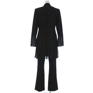 CHANEL 01P セットアップ ココボタン シルク シアープリーツ ドッキング テーラードジャケット パンツ