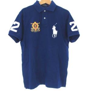 BLACKWATCH POLO TEAM ポロシャツ 半袖 ビッグポニー ロゴ 刺繍 鹿の子 青 ブルー S