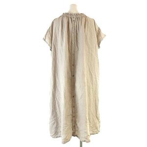 nest Robe ワンピース シャツワンピ ひざ丈 半袖 バックボタン ギャザーネック ベージュ F