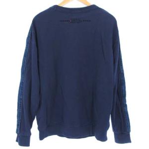 DIESEL スウェット プルオーバー トレーナー デニム 切替 長袖 コットン リブ 刺繍 ネイビー M
