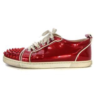 Christian Louboutin スニーカー スパイク スタッズ エナメル レザー ローカット 赤 レッド 白 ホワイト 40 1