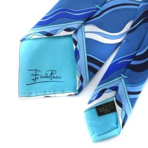 Emilio Pucci ネクタイ レギュラータイ シルク ブルー 青系 マルチカラー IBO24